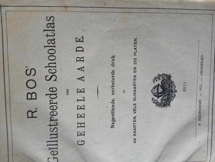 Oude Bosatlas - 1921 - Groningen, Boeken, Atlassen en Landkaarten, Gelezen, Bosatlas, Nederland, 1800 tot 2000, Ophalen of Verzenden