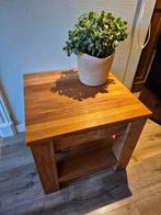 Stevige teakhout bijzettafel, Huis en Inrichting, Tafels | Bijzettafels, Minder dan 55 cm, Vierkant, Hout, Ophalen