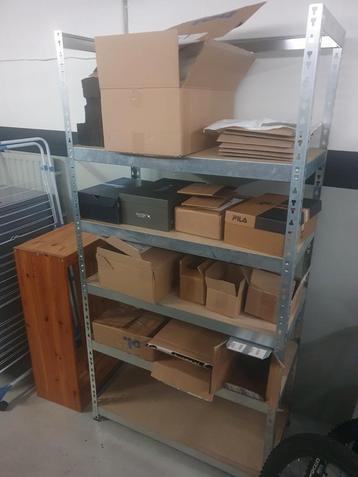 5 Demontabele Stellingen - 4x90cm, 1x70cm + Koppelstukken beschikbaar voor biedingen