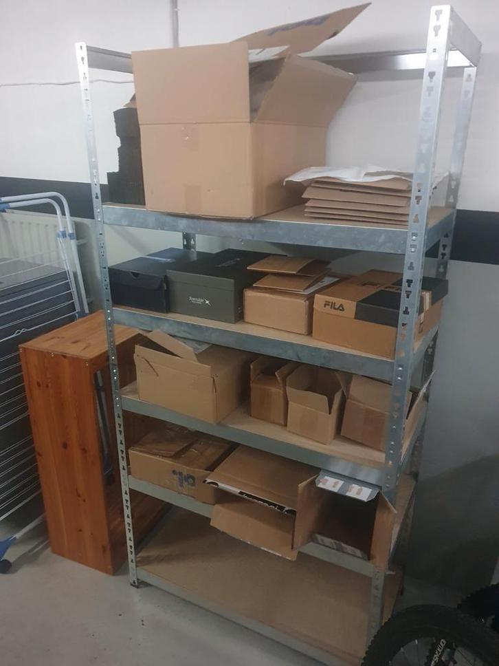 5 Demontabele Stellingen - 4x90cm, 1x70cm + Koppelstukken, Huis en Inrichting, Kasten | Stellingkasten, Ophalen of Verzenden