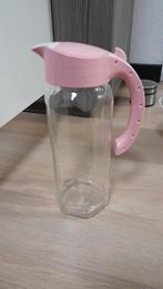 Glazen Karaf met Roze Deksel, Ophalen of Verzenden, Gebruikt