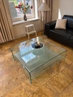 Design Salontafel van Glas, Ophalen, Gebruikt, 100 tot 150 cm, Vierkant