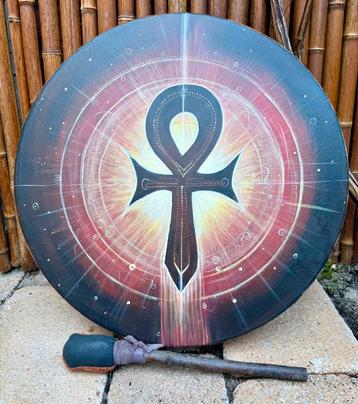 Sjamanendrum Waterbuffel Ankh  47 cm beschikbaar voor biedingen