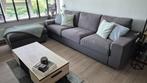 Grijze 3-zitsbank met hocker, Ophalen, Gebruikt, Driepersoons, 75 tot 100 cm