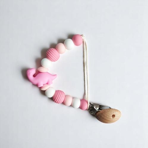 Speen koord dino roze wit, Kinderen en Baby's, Kraamcadeaus en Geboorteborden, Nieuw, Kraamcadeau, Ophalen of Verzenden
