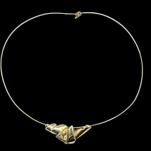 Modernistische Gouden Design Ketting, Sieraden, Tassen en Uiterlijk, Kettingen, Zo goed als nieuw, Goud, Goud, Verzenden