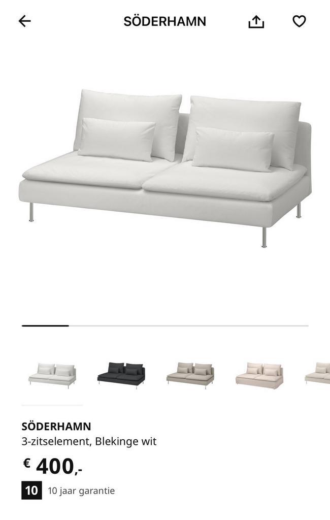 IKEA Söderhamn 3-zitselement *ZONDER HOES, Huis en Inrichting, Banken | Sofa's en Chaises Longues, Zo goed als nieuw, Ophalen
