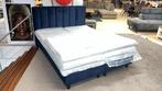 Velvet boxspring koningsblauw compleet 160 x 200 cm, Ophalen, Blauw, 160 cm, Nieuw