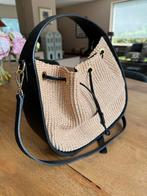 Di Lauro raffia tas met zwart leer (seizoen 2025)., Sieraden, Tassen en Uiterlijk, Tassen | Damestassen, Verzenden, Nieuw, Beige
