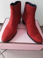 Italiaanse laarsjes, volledig leder, mt 38, Lage of Enkellaarzen, Ophalen of Verzenden, Zo goed als nieuw, Rood