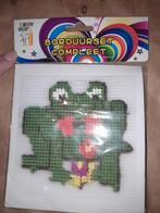 Borduurset Compleet - Kikker met Bloemen - Happy Kids, Ophalen, Nieuw, Handborduren, Borduurpakket