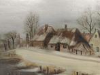 A5768 Klassiek Schilderij Van Een Nederlands Winterlandschap, Antiek en Kunst, Kunst | Schilderijen | Klassiek, Ophalen of Verzenden