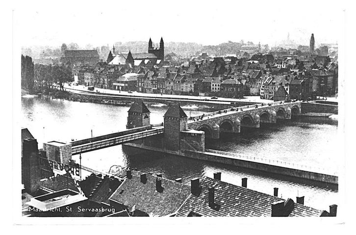 975571 Maastricht 1949 St Servaasbrug Gelopen met postzegel, Verzamelen, Ansichtkaarten | Nederland, Gelopen, Noord-Brabant, 1940 tot 1960