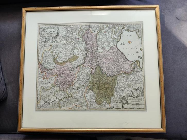Antieke gravure 'Ducatus Geldriae et Zutphania Comitatus', Boeken, Atlassen en Landkaarten, Gelezen, Landkaart, Nederland, Voor 1800