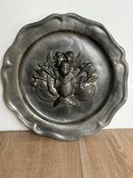 Antiek Tinnen Bord met Ridder Motief - 30cm, Antiek en Kunst, Antiek | Tin, Ophalen of Verzenden