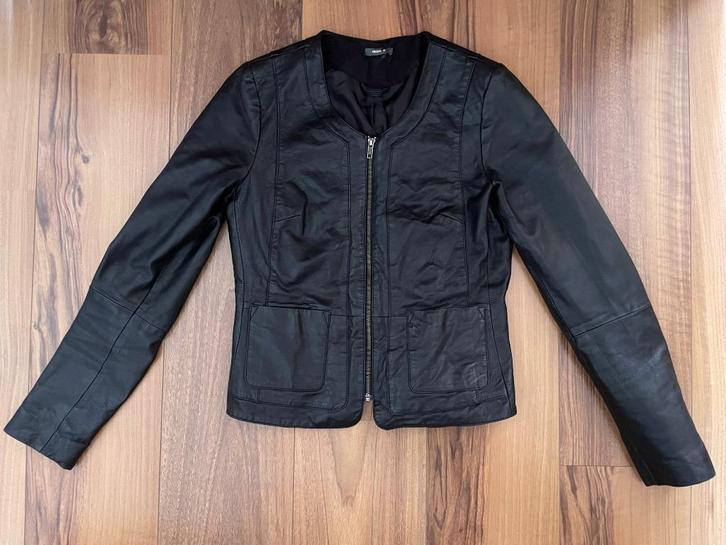 Prachtig zwart leren HEMA jasje, Kleding | Dames, Jasjes, Kostuums en Pakken, Zo goed als nieuw, Jasje, Maat 38/40 (M), Zwart
