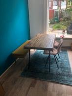 Mooie teakhouten eettafel met 2 stoelen en zitbankje, Huis en Inrichting, Tafels | Eettafels, Zo goed als nieuw, Vijf personen of meer