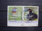 Postz. Ned. 2 aaneen (blauwborst en fuut), Ophalen of Verzenden, Na 1940, Gestempeld