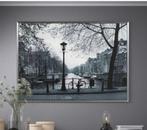 Foto op canvas in lijst Amsterdamse grachten 140-100 cm, Ophalen, 125 cm of meer, Zo goed als nieuw, Foto of Poster