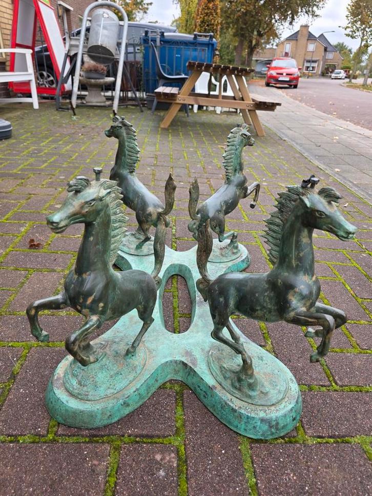 Vintage Bronzen Salontafel Onderstel met Paarden brons, Antiek en Kunst, Kunst | Beelden en Houtsnijwerken, Ophalen