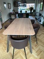 MASSIEF LICHT EIKEN TAFEL 190x90 CM EVT MET 6 STOELEN, Ophalen, Gebruikt, Modern, 4 tot 6 stoelen
