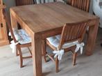 Teakhouten eettafel met stoelen, Ophalen, Gebruikt, Teakhout, Rechthoekig
