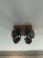 Industriële spots staal met hout, Huis en Inrichting, Lampen | Spots, Ophalen of Verzenden, Zo goed als nieuw