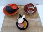 3 Pinda stelletjes met bakjes en schepjes, Antiek en Kunst, Antiek | Keramiek en Aardewerk, Ophalen of Verzenden