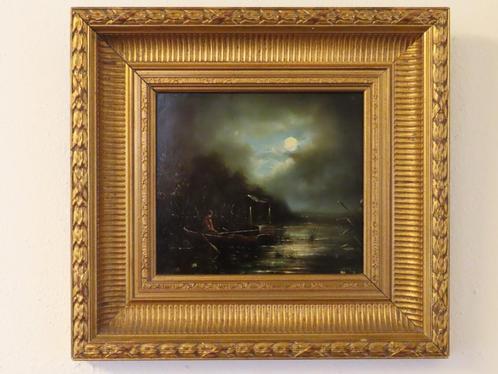 Johann Jungblut - Visser bij maanlicht, Antiek en Kunst, Kunst | Schilderijen | Klassiek, Ophalen