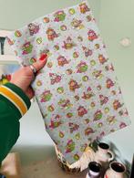 Stof clowntjes lichtblauw retro jaren 80 vintage lap stof, Hobby en Vrije tijd, Stoffen en Lappen, Blauw, 120 cm of meer, Ophalen of Verzenden