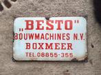 Emaille reclamebord Besto bouwmachines boxmeer, Reclamebord, Gebruikt, Ophalen of Verzenden