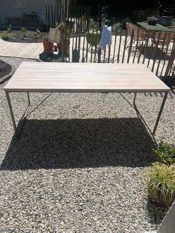 Industriële tafel bureau stalen onderstel massief eiken beschikbaar voor biedingen