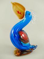 Glazen Pelikaan Beeldje Murano-stijl Blauw & Geel - 26cm, 10 cm of meer, Overige materialen, Blauw, Onbekend