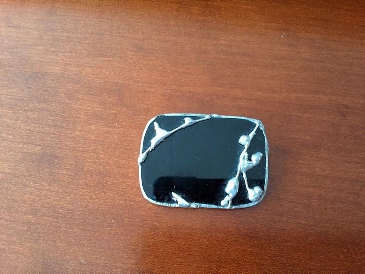 Elegante Broche met Zwarte Steen, Sieraden, Tassen en Uiterlijk, Broches, Zo goed als nieuw, Overige materialen, Zwart, Met strass