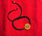 Gouden Ceyrek Munt Armband - Zwart Touw, Sieraden, Tassen en Uiterlijk, Armbanden, Zwart, Nieuw, Ophalen of Verzenden, Met bedels of kralen