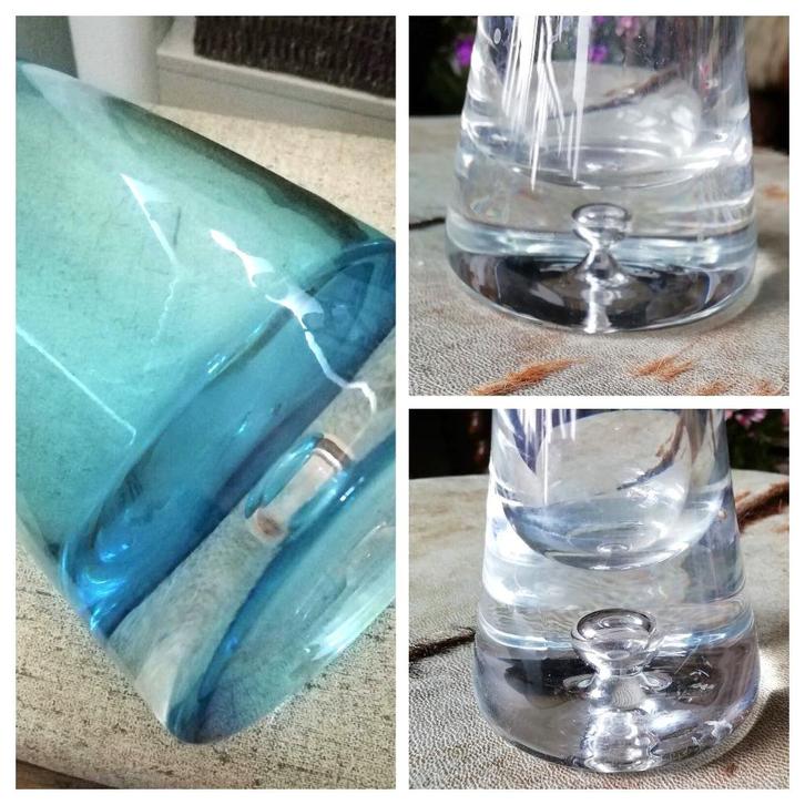 Krosno luchtbel vazen helder karaf blauw, Antiek en Kunst, Curiosa en Brocante, Ophalen of Verzenden