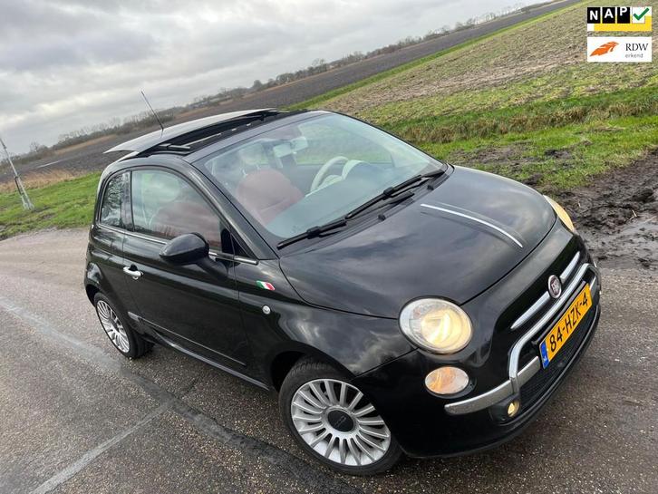 Fiat 500 1.2 / automaat- open dak - rood leder, Auto's, Fiat, Bedrijf, Te koop, ABS, Airbags, Airconditioning, Bluetooth, Climate control