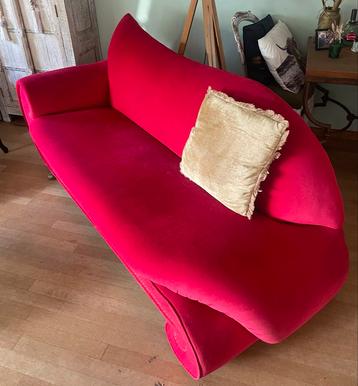 Barok Stijl Chaise Longue Rood Velours beschikbaar voor biedingen