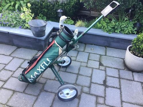 Te koop nog bruikbare Vintage trolly,met Max Fli tas., Sport en Fitness, Golf, Gebruikt, Tas, Overige merken, Ophalen of Verzenden