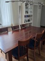 Houten Eettafel met 6 Stoelen, Huis en Inrichting, Tafels | Eettafels, Gebruikt, Klassiek, 200 cm of meer, Vijf personen of meer