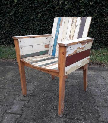 Sloophouten fauteuil / eetkamerstoel stijl Piet Hein Eek beschikbaar voor biedingen
