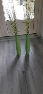 MOOIE GROTE GROENE VAZEN MET DECORATIE VAN BORGHUIS, 50 tot 75 cm, Aardewerk of Porselein, Ophalen of Verzenden, Zo goed als nieuw