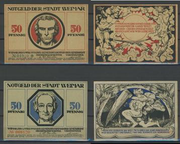 Weimar 2x 50 Pfg Duits Noodgeld Notgeld Biljet c-125 jdu Voo beschikbaar voor biedingen