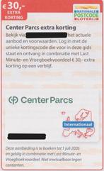Center Parcs € 30,- extra korting. Verblijf vanaf 3 nachten., Drie personen of meer, Kortingsbon, Bungalowpark