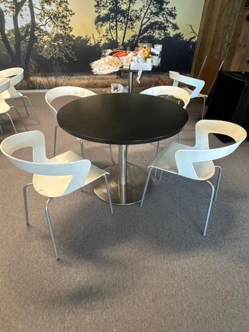 SET Ronde tafel diameter 100xH76 cm met 4 kantinestoelen, Huis en Inrichting, Tafels | Eettafels, Gebruikt, 50 tot 100 cm, 50 tot 100 cm