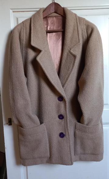 Wollen winterjas 100% wol Franse snit licht camel M/L beschikbaar voor biedingen