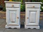 Vintage bed met Matrassen en nachtkastjes  whitewas, Ophalen, 90 cm, Eenpersoons, Zo goed als nieuw