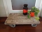 Mooie oude transportkar salontafel bijzettafel plantentafel, Gebruikt, Ophalen of Verzenden, Hout