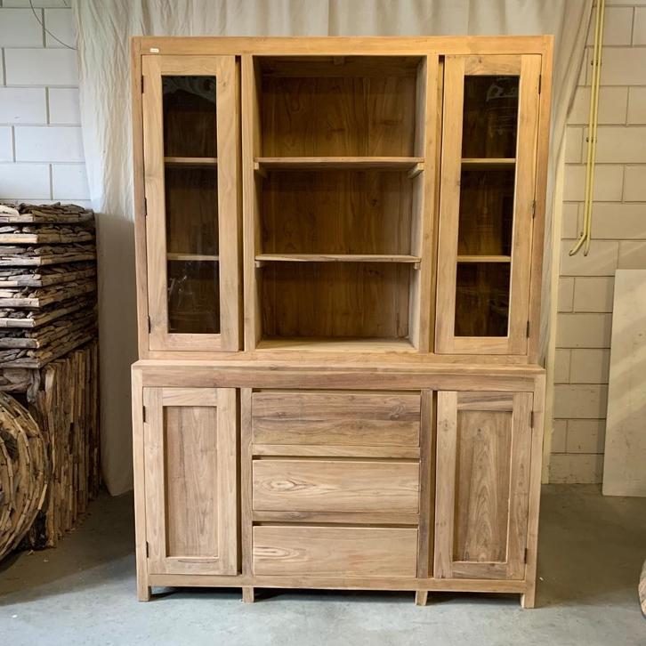 Servieskast - 4 deuren - massief teak - 150 cm - TTM Wonen, Huis en Inrichting, Kasten | Vitrinekasten, Nieuw, 200 cm of meer