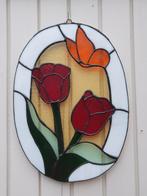 Grote Oerhollandse Tulpen met vlinder Tiffany glas in lood, Ophalen of Verzenden